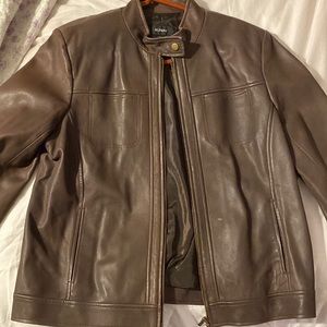 Alfani Brown Leather Jacket Size L